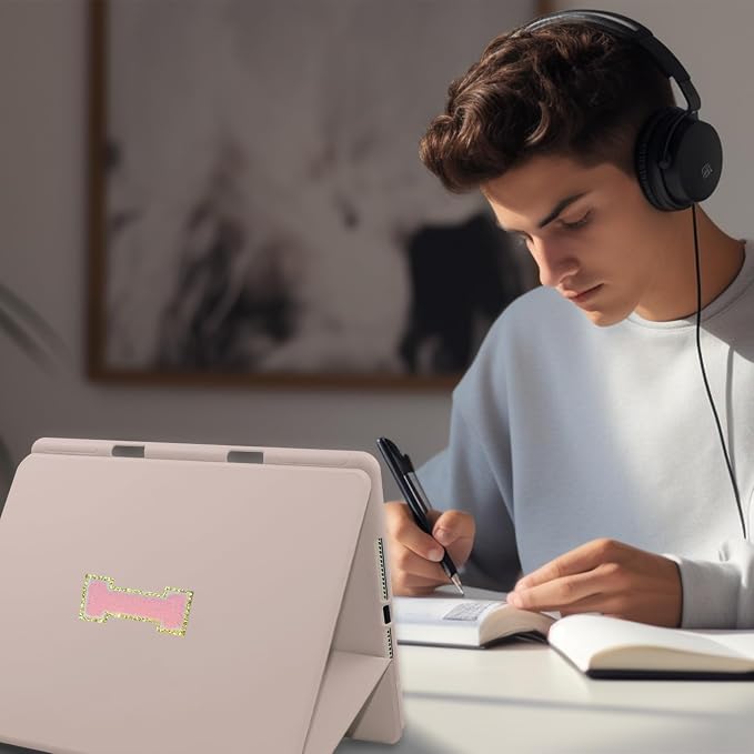 for iPad 9th Generation 10.2 Inch 2021/2020/2019 Case Initial Chenille Letter Suture Personalized for iPad 9th/8th/7th Generation Case with Auto Sleep/Wake Pencil Holder (Black A)