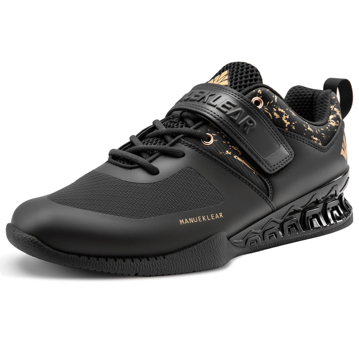 MANUEKLEAR Weight Lifting Shoes Men, Professional Training Weightlifting Shoes, Squat Shoes for Powerlifting with Rubber Non-Slip Sole Obsidian Black
