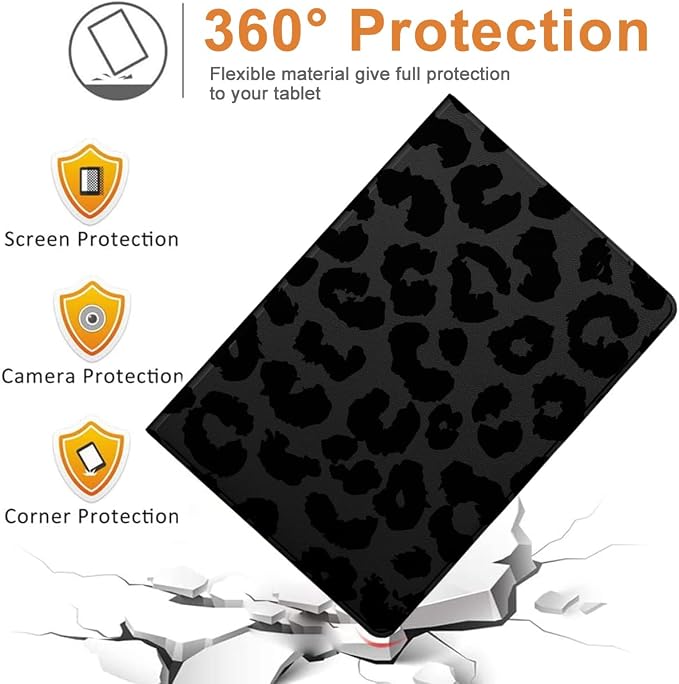 Cool Cheetah Print Tablet Case for Samsung Galaxy Tab A7 SM-T507/T505/T500 Case 10.4 2020 Fashion Aesthetic Leopard Pattern Cases for Girls BoysBlack Protective Cover Flip PU Leather Funda