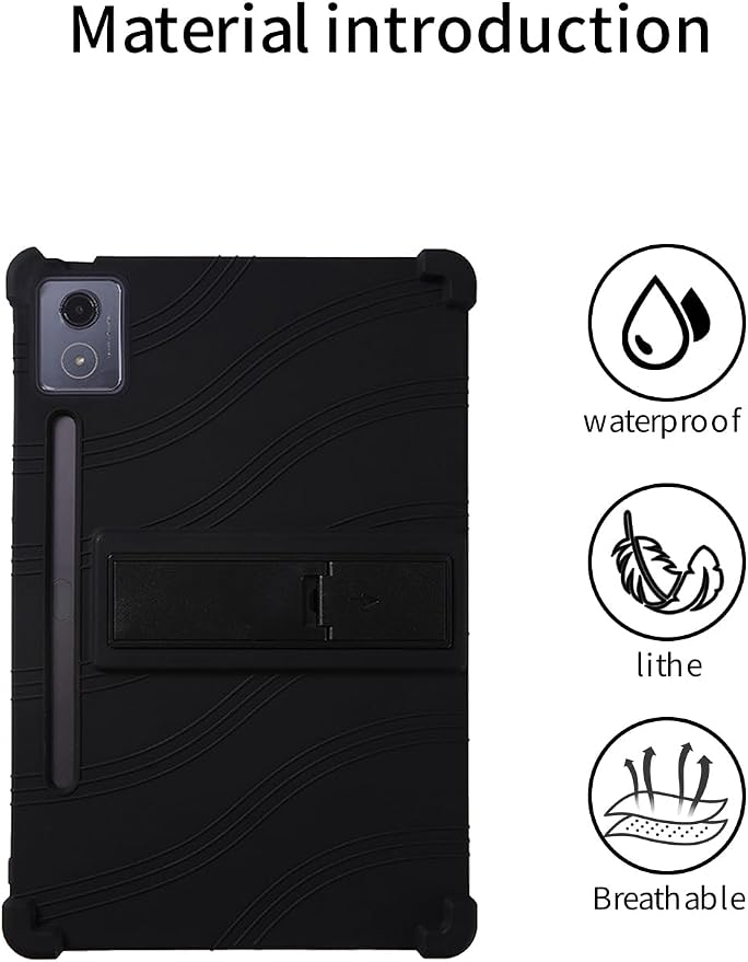 for Lenovo Idea Tab Pro 12.7 inch Tablet CaseBOVUGAC Soft Silicone Adjustable Stand Shockproof Kids Friendly for Lenovo Idea Tab Pro Tablet(Black)