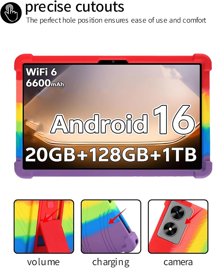 for SHARECLOUD P10/Frameflow P10 2025 10.1 Inch Tablet CaseBOVUGAC Soft Silicone Adjustable Stand Shockproof Kids Friendly for SHARECLOUD P10_T 10.1 Tablet(Black)