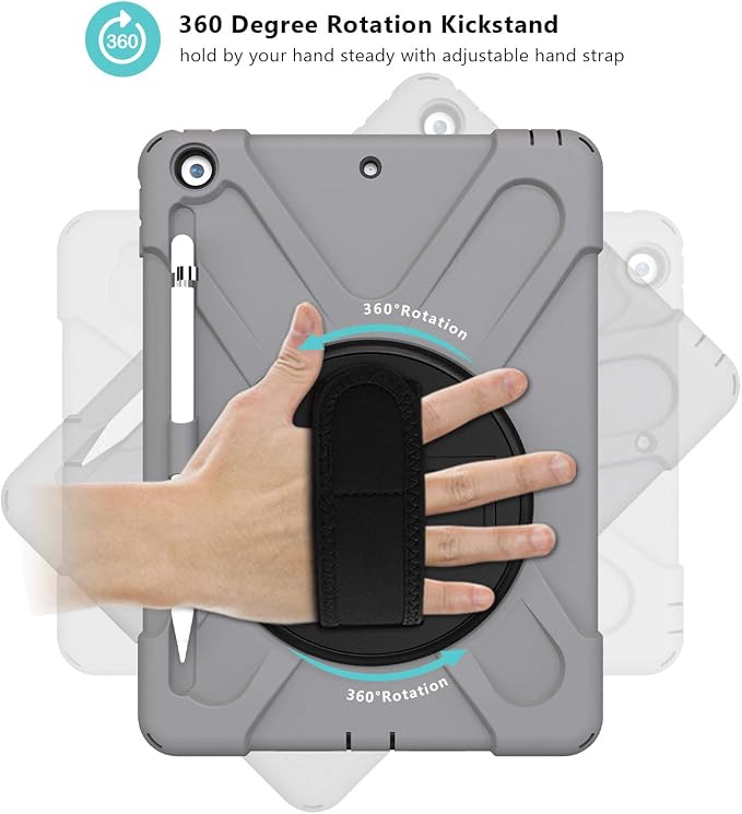 ProCase Rugged Case for iPad 9th/ 8th/ 7th -Teal | Heavy Duty Shockproof Protective Cover with Strap for 10.2 iPad 9/8/7 (2021/2020/2019)