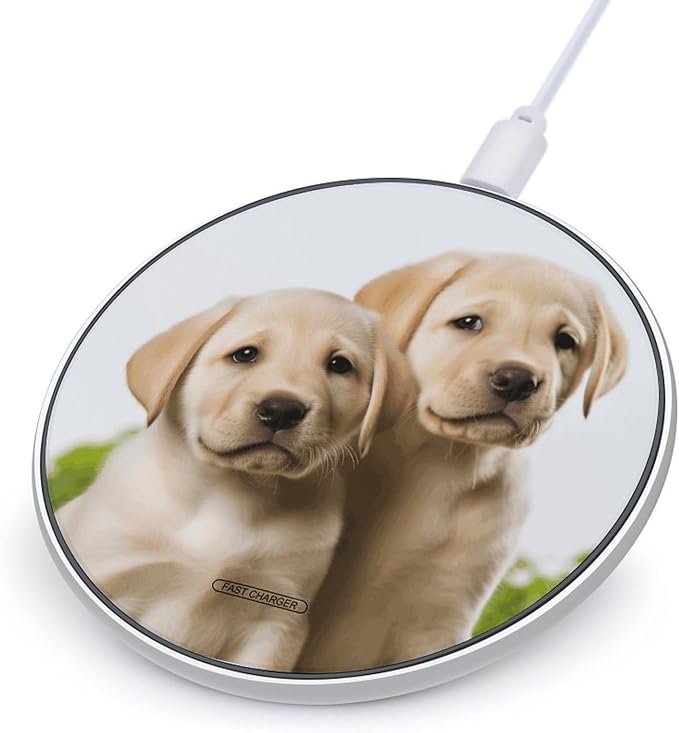 Funny Labrador Puppy Dog Wireless Charger 10W Fast Charging Pad Anti-Slip Qi Certified Wireless Charging Pad Charging Station Portable Phone Charger for All Wireless Charging Smartphone