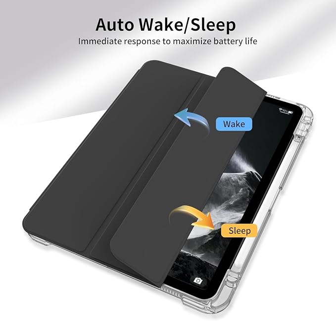 Case for iPad Air 13 Inch Case M4/M3/M2 (2026/2025/2024) Pro 12.9 Inch (6th/5th Gen 2022/2021) 2 in 1 Detachable Cover with Clear Hard Back Supports Touch ID Auto Wake/Sleep Black