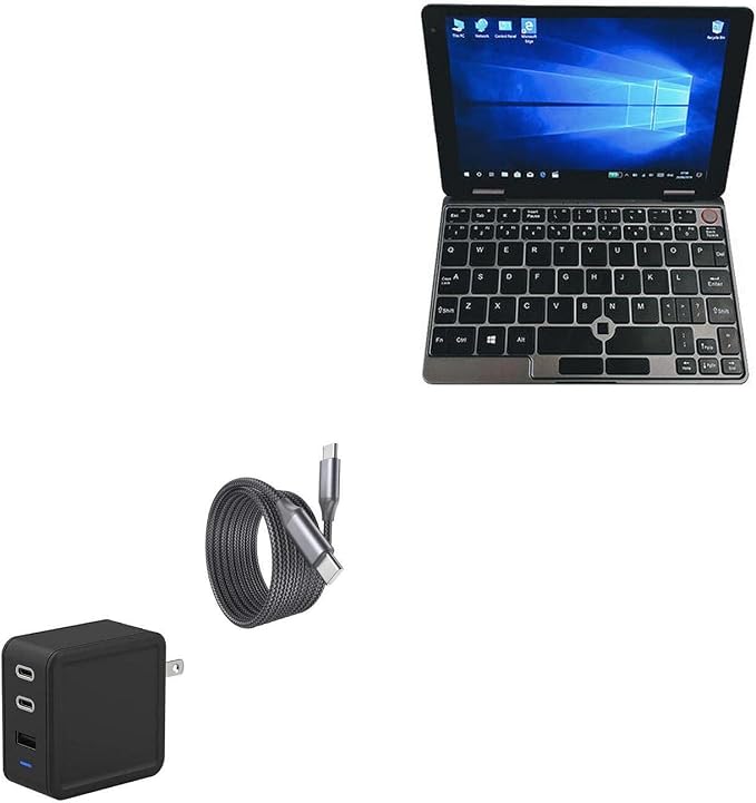 BoxWave Charger Compatible with Chuwi MiniBook - PD Wall Charger Bundle (65W) Power Delivery AC Adapter Long Cable - Jet Black