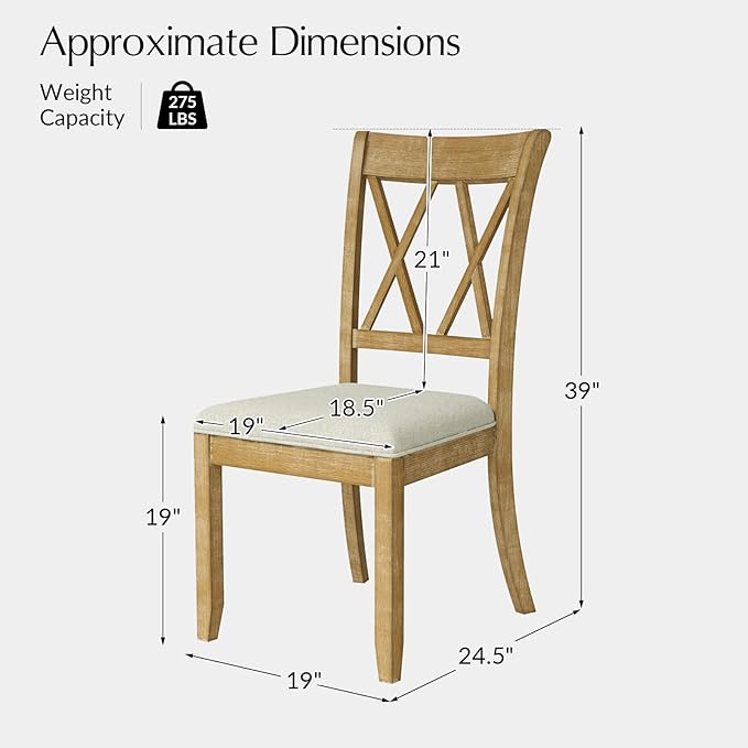 Wood Dining Chairs Set of 6, Modern Farmhouse Kitchen Dining Room Chair, Upholstered Dinner Chair with Back Wood Legs for Restaura, Cofe and Hotel Natural