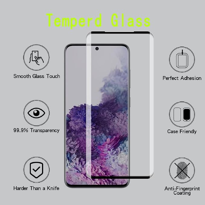 [4 Pack] Tempered Glass Screen Protector for Samsung Galaxy S20 Ultra | Tempered Glass Scratch Resistant Easy-Install Bubble Free Anti-Fingerprint
