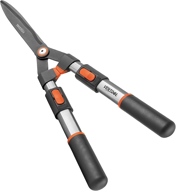 Extendable Wave Blade Hedge Shear HRC54-56 Telescopic Mn-Steel Pruning Shears Adjustable Cutter with 10mm Cutting Capacity 26-32.5 inch Loppers