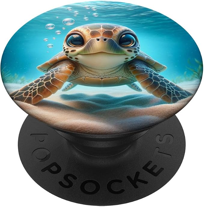 Adorable Cute Kawaii Sea Turtles in The Ocean PopSockets PopGrip for MagSafe