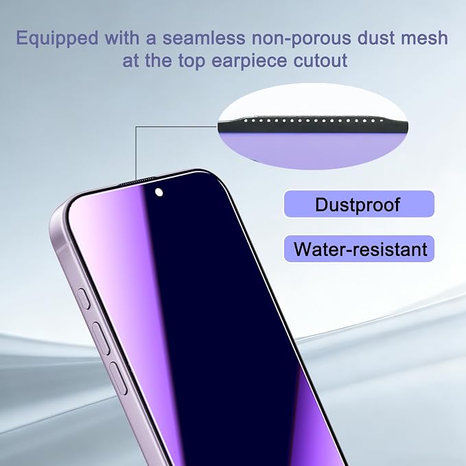 2 Pack Compatible with iPhone Privacy Screen Protector Anti-Spy Anti-Blue Light Eye Protection Tempered Glass Film Scratch Resistant Full Coverage Case Friendly (for iPhone 16 Pro Max)