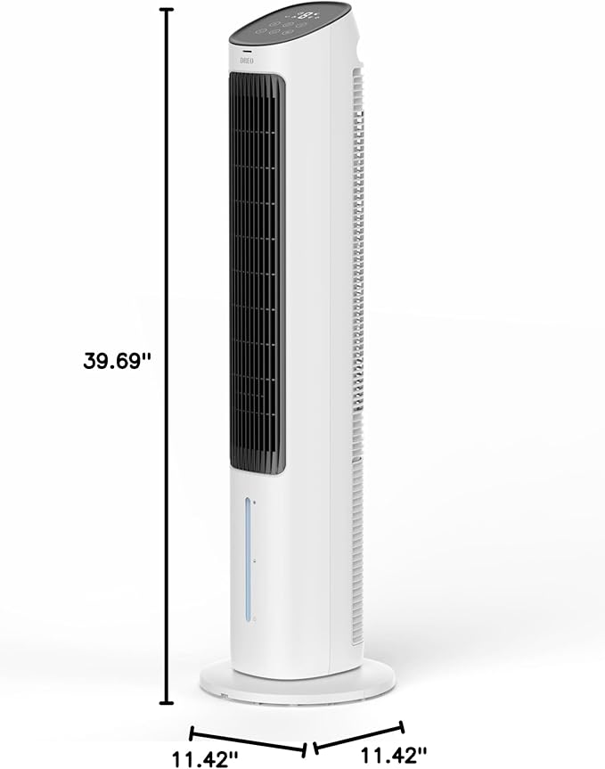 DREO Cooling Fans That Blow Cold Air, 40" Evaporative Air Cooler, 2023 Upgrade Tower Fan for Bedroom with 80° Oscillating, Ice Packs, Remote Control, 3 Modes 4-Speed Quiet Floor Fan Home/Office