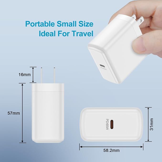 Type C Wall Charger 65W Super Fast Charging Block Wall Charger Cube Brick | Replacement for Samsung Galaxy S26 Ultra S26 S25 FE S24 Ultra A17 A16 A56 A15 Pixel 10a 10 9a 9 Pro iPhone 17e 17 16 Pro Ma