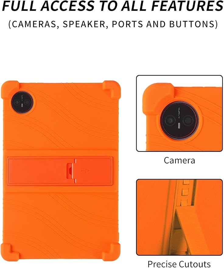 Case for DOOGEE Tab A9/DOOGEE Tab A9 Pro Android 15 Tablet 10.1 InchesWUNIAK Shock Proof Lightweight Stand Rubber Shell Protective CoverKids Friendly Soft Silicone Adjustable Stand CoverOrange