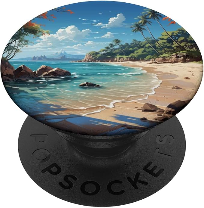 Tropical Beach Palm Trees Graphic PopSockets Standard PopGrip