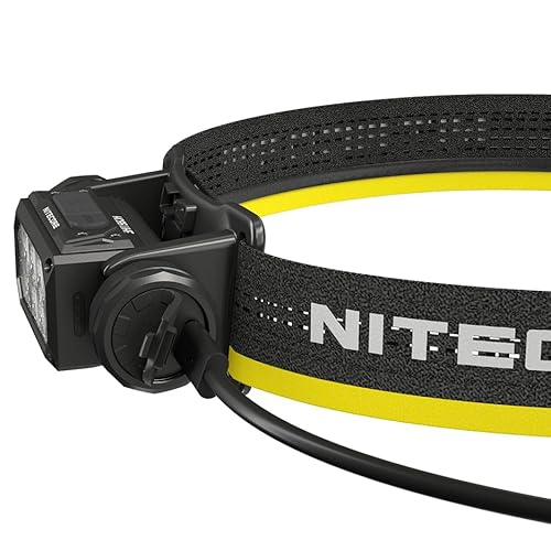 Nitecore HC65 UHE Headlamp, 2000 Lumen Max Heavy Duty Metal, USB-C Rechargeable with White, Red, and Reading Lights for Camping, Hiking, Hunting, and Industrial Works with LumenTac Organizer (Black)