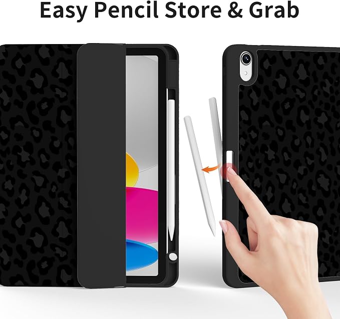 Case for iPad 11th Generation A16 Chip (2025) iPad 10th Generation Case 10.9-inch (2022) Trifold Stable Stand Protective Soft TPU Back Cover with Pencil Holder Black