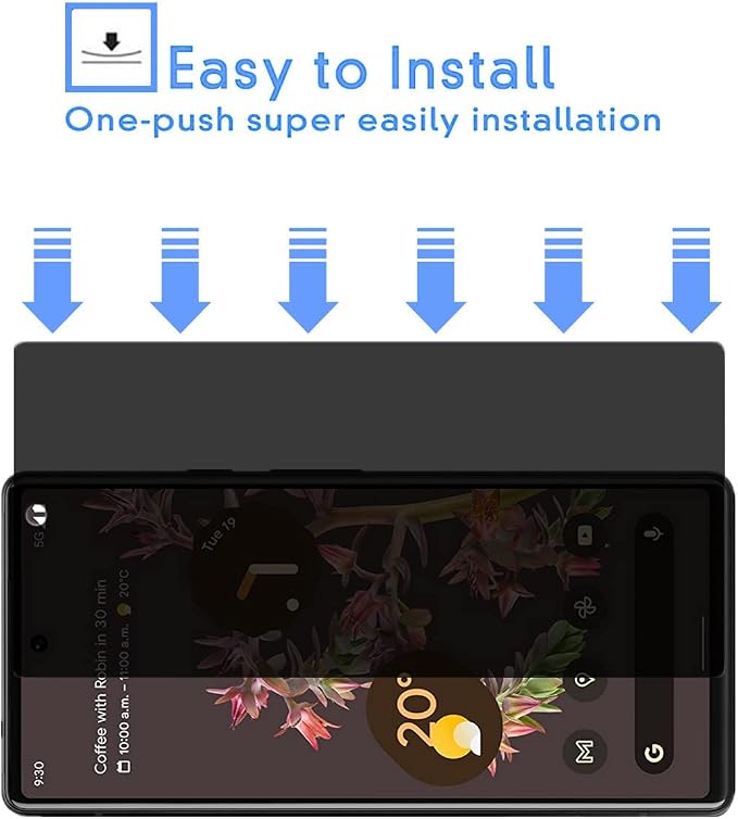 for Google Pixel 6 Privacy Screen Protector[2 Pcs] Anti-spy Anti-Scratch Easy to Install Screen Tempered Glass Protective Film for Google Pixel 6 (Not Support Fingerprint Unlock)