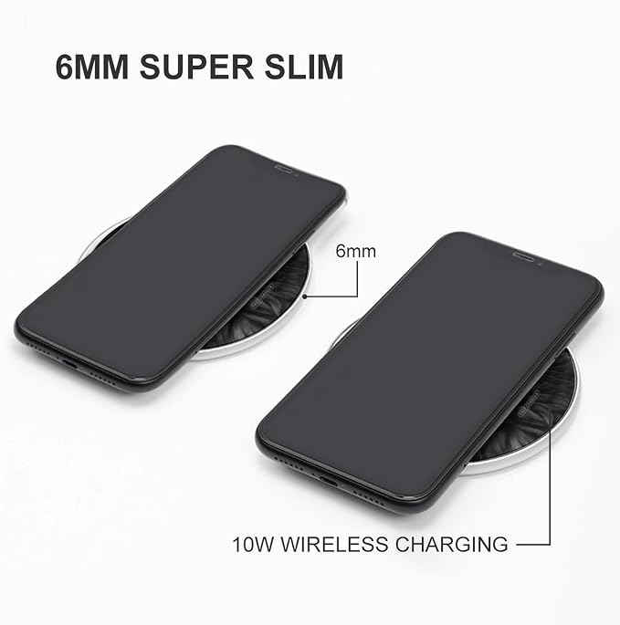 A Black Cat on A Black Background Wireless Charger Aluminum Alloy Frame 10W Fast Charging Pad with Indicator Light 6mm Thin &amp Portable Wireless Charging Pad for Travel Home Office Desk