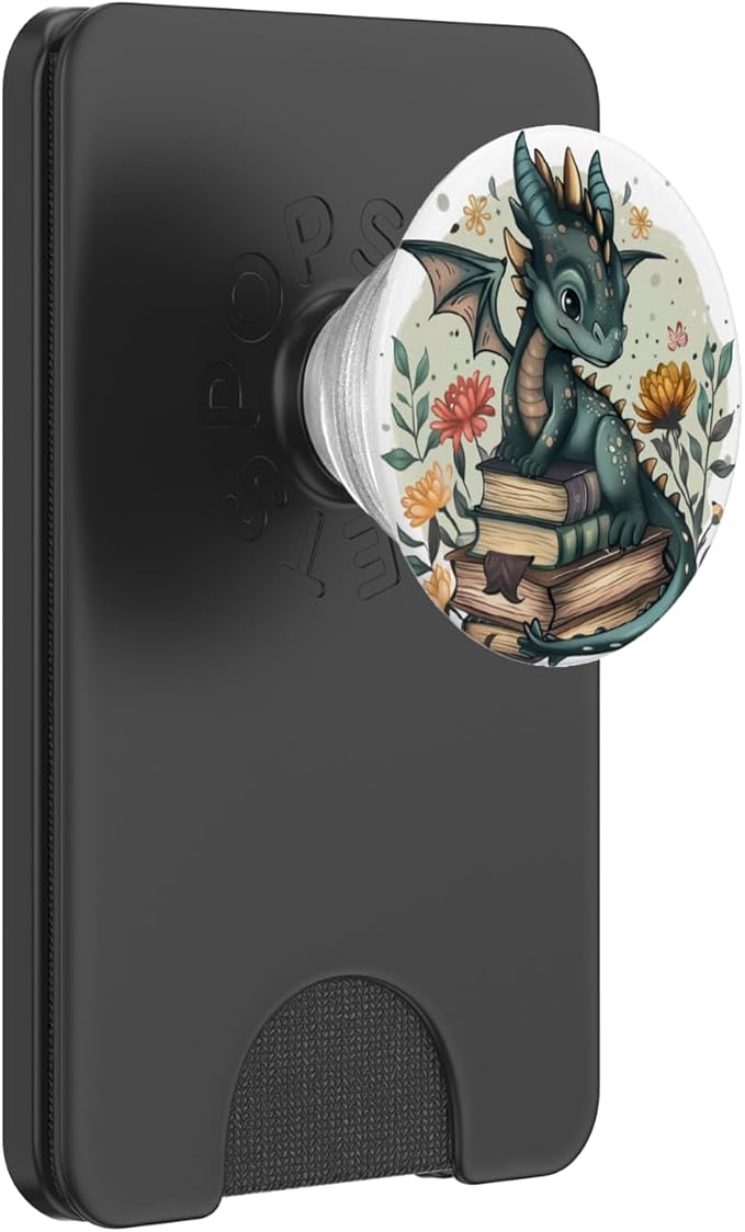 Book Lover Dragon Bookworm Reading Librarian PopSockets Adhesive PopGrip