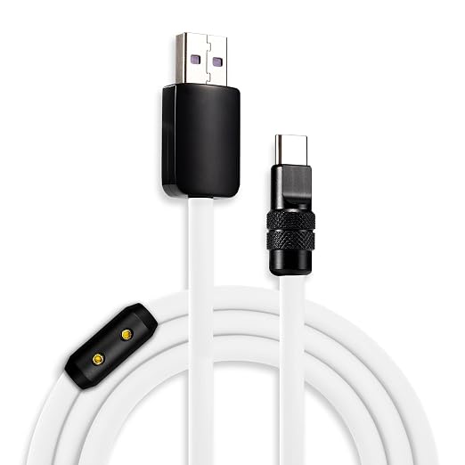 chubbycable 120W USB-A to C Cable Silicone Charging Cord Blue 6.6FT | 6mm Extra Thick 45000+ Bend Tested 480Mbps Data Transfer E-Marker Safety Chip Tangle-Free Design
