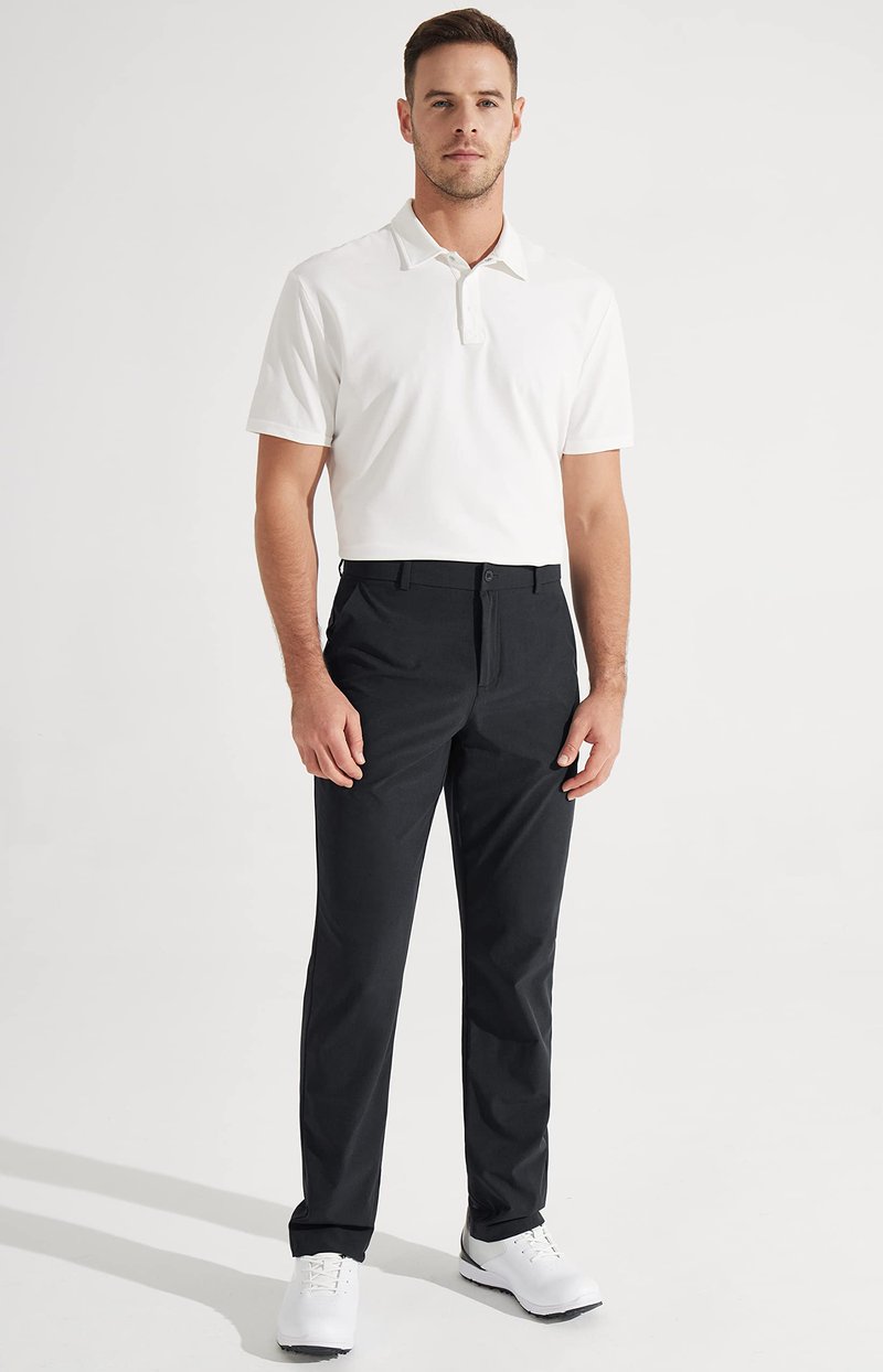 Libin Mens Golf Pants Stretch Work Dress Pants 30" Quick Dry Lightweight Business Casual Pant for Men Comfy Water Resistant, Black, 44W x 30L