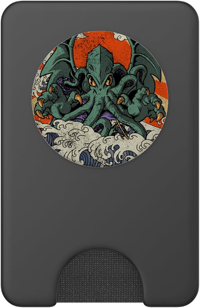 Kaiju Cthulhu Necronomicon Large Wave Off Kanagawa Kaijin PopSockets Adhesive PopGrip