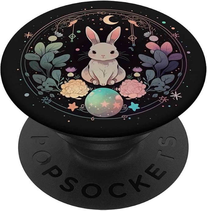 Moon Phases Crystal Witchy Cute Rabbit Kawaii Pastel Goth PopSockets Adhesive PopGrip