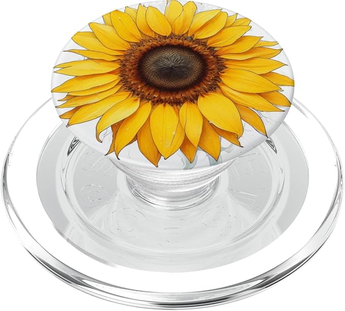 Yellow Sunflower Bloom Illustration Print PopSockets PopWallet for MagSafe