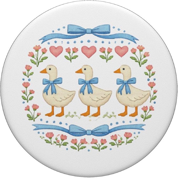 Vintage Geese with Bows Flowers and Hearts 80's Style Goose PopSockets PopGrip for MagSafe