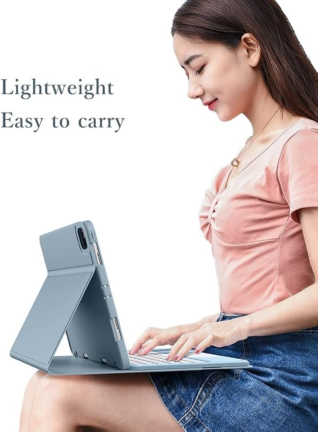 Keyboard Case for iPad Air 11 inch (M3/M2)/ iPad Air 5th 4th Generation 10.9 inch Case with Touchpad Detachable Round Key Candy Color Keyboard Cover (Pink)