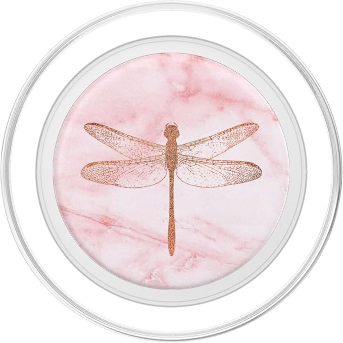 Rose Dragonfly Pink White PopSockets Adhesive PopGrip