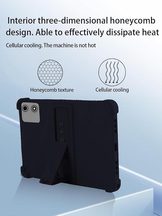 for YLEEBG P30 Android 15 Gaming Tablet10.1 2.5K Ultra Clear Display Tablet Model CaseUYRUREL Soft Silicone Adjustable Stand Cover Lightweight Kids FriendlyBlack.