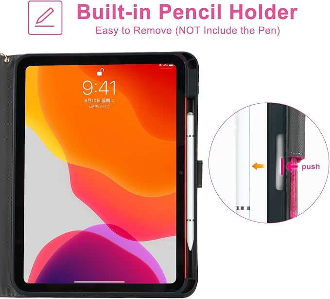 Checkered Case for iPad (A16) 11th Generation 11 Inch (2025) iPad 10th Generation 10.9 Inch (2022) with Pencil Holder (Black)