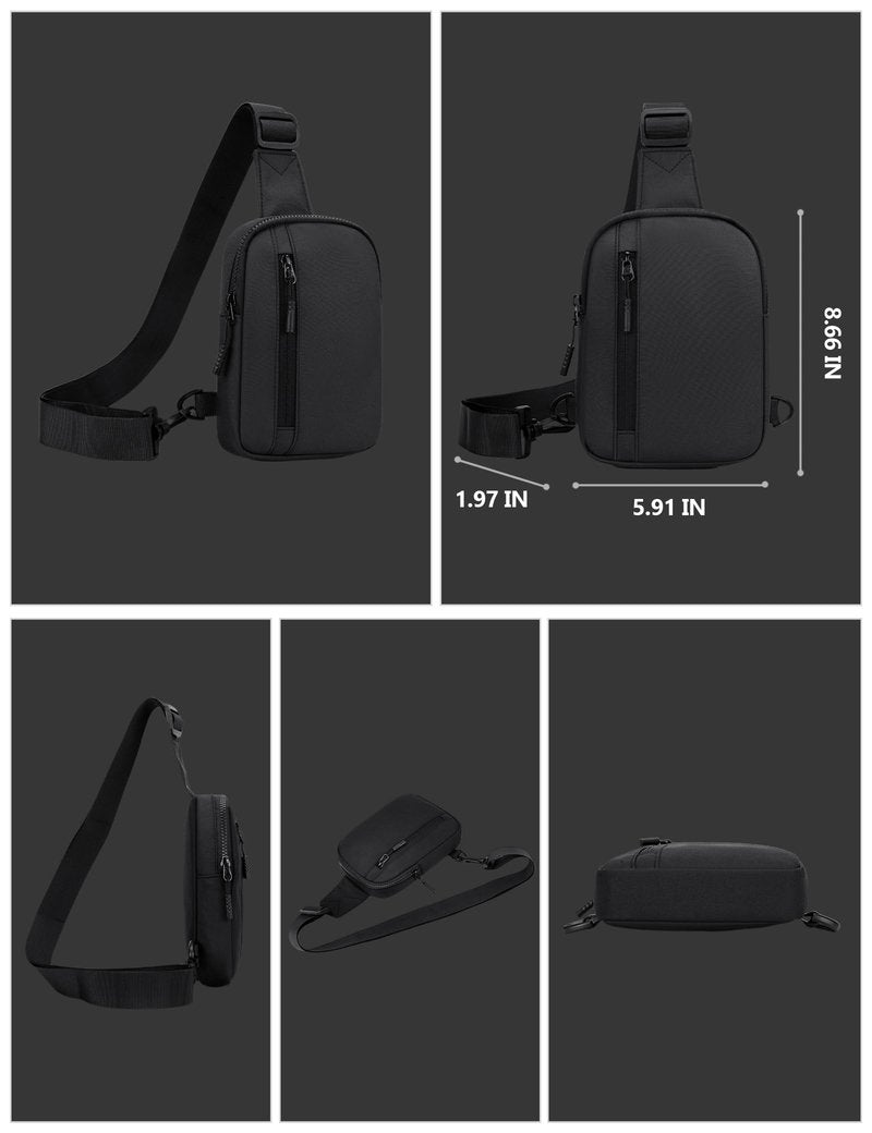 Peicees Mens Mini Sling Bag Chest Shoulder Bag Women Crossbody Phone Holder with Reversible Strap and Dual Pocket, Grey