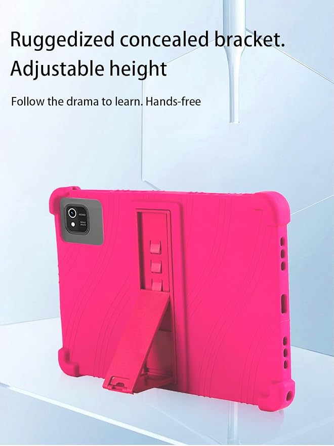 for kelankeke K10 Android 10-Inch TabletUYRUREL Skin-Friendly Soft Silicone Protective CaseFull Protection Against Drops and Scratcheswith Adjustable Viewing StandBlack.