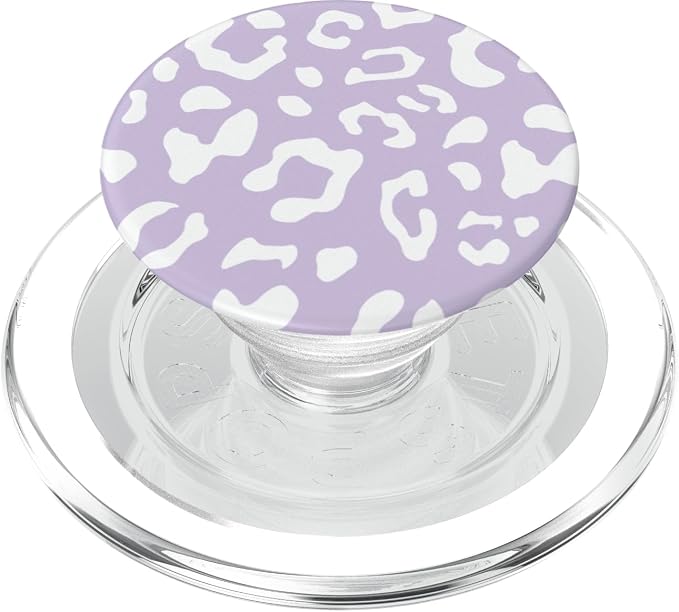 White Leopard Cheetah Light Pastel Purple PopSockets Adhesive PopGrip