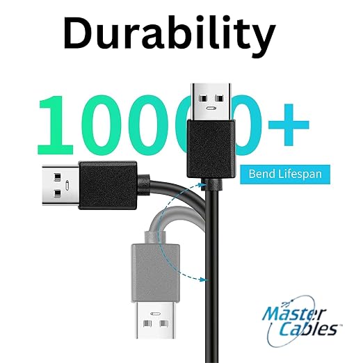 Master Cables USB 3.0 Data Transfer Cable Compatible with LaCie External Hard Drives – Replacement USB Type A to Micro USB B Lead for Fast File Transfer Backup &amp Sync – High Speed External HDD Ca