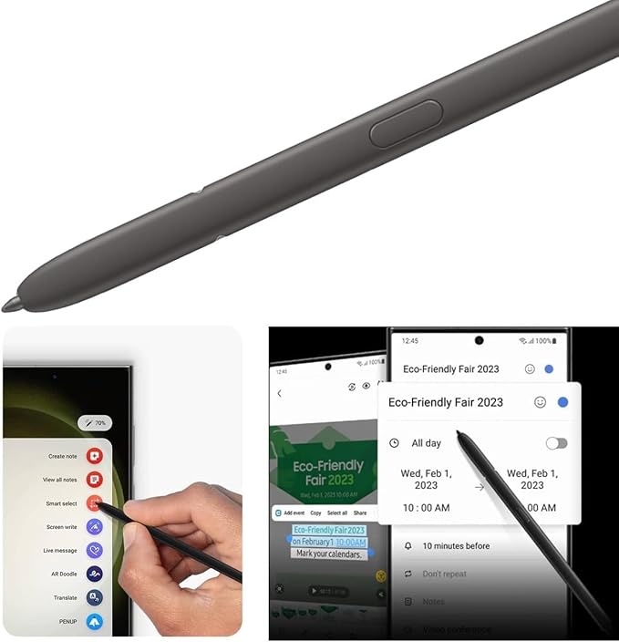 S24 Ultra Stylus Pen (WithBluetooth) Replacement for Samsung Galaxy S24 Ultra 5G Touch Stylus Pen S Pen Replacement Tips/Nibs (Black/WB)
