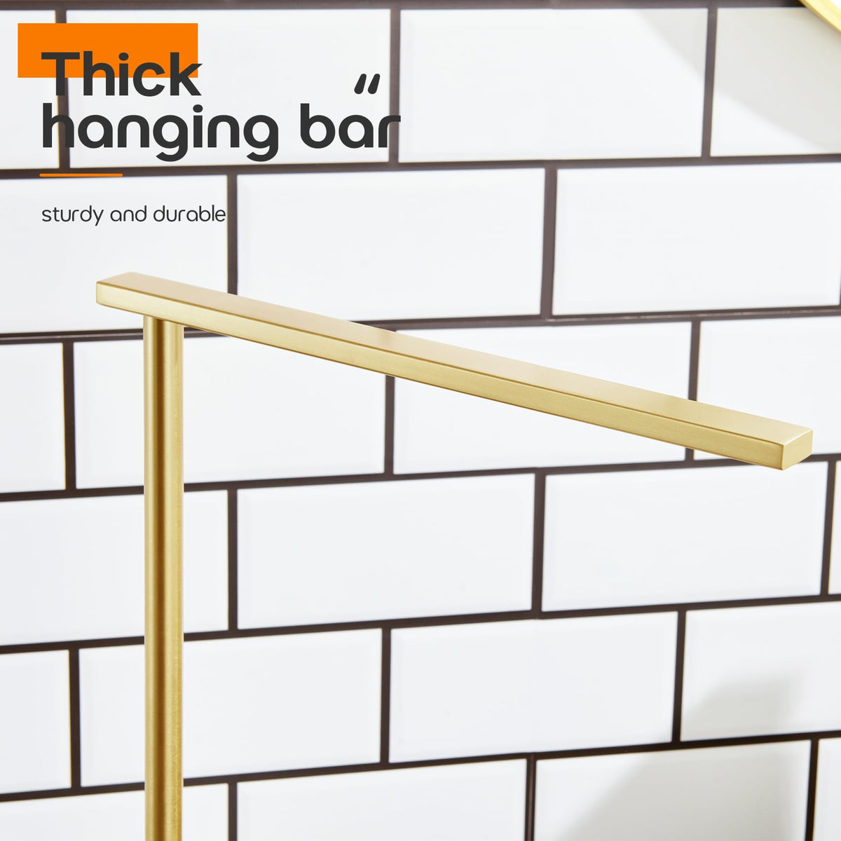 AONEON Hand Towel Bar for Bathroom Vanity Countertop 1-Tier Towel Holder Free Stand with Heavy Marble Base Thicken Steady, Gold Stainless Steel AN7002GD