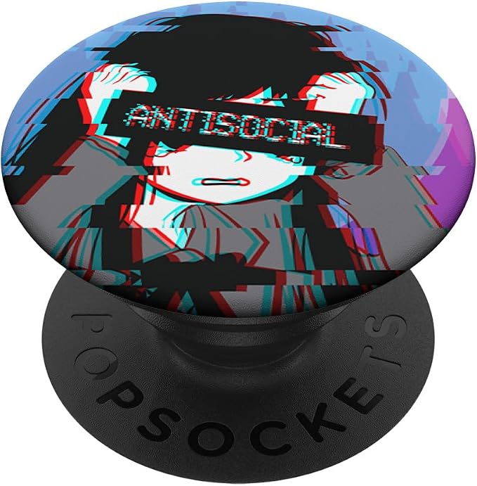 Antisocial Sad Anime Girl Japanese Vaporwave Aesthetic PopSockets Adhesive PopGrip
