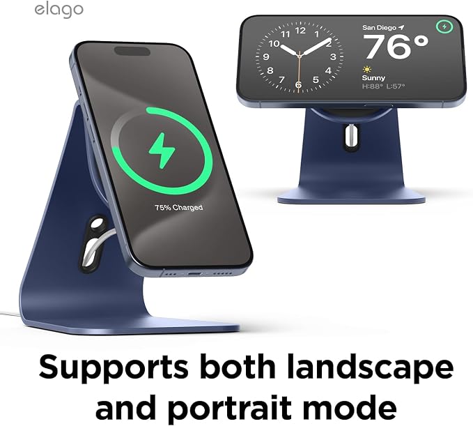 elago MS4 Charging Stand for MagSafe Charger | Aluminum Stand for iPhone Series Designed for iOS17 Standby Mode (Cable Not Included) (Black)