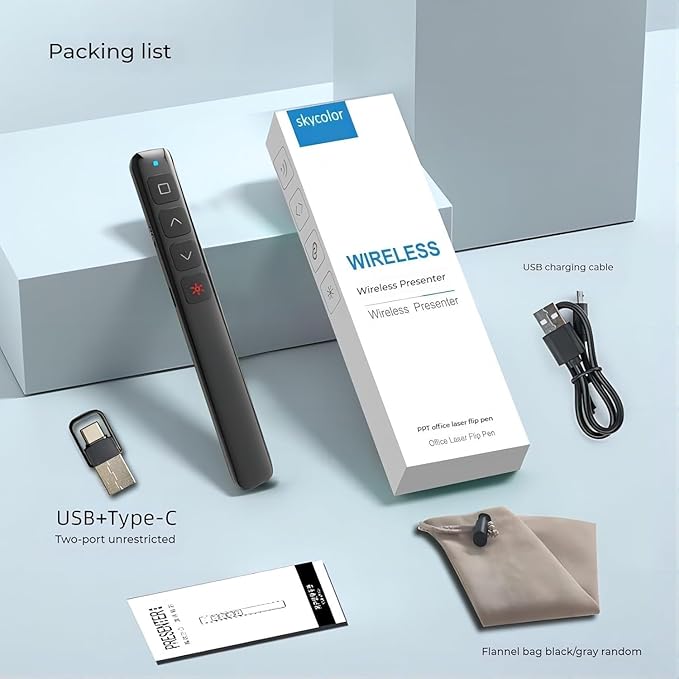 [M Monoie] Wireless Presenter, 2.4GHz Control Presentation PPT PowerPoint Clicker for Keynote, Laptop, Google Slides - Supports Hyperlinks & Tactile Buttons