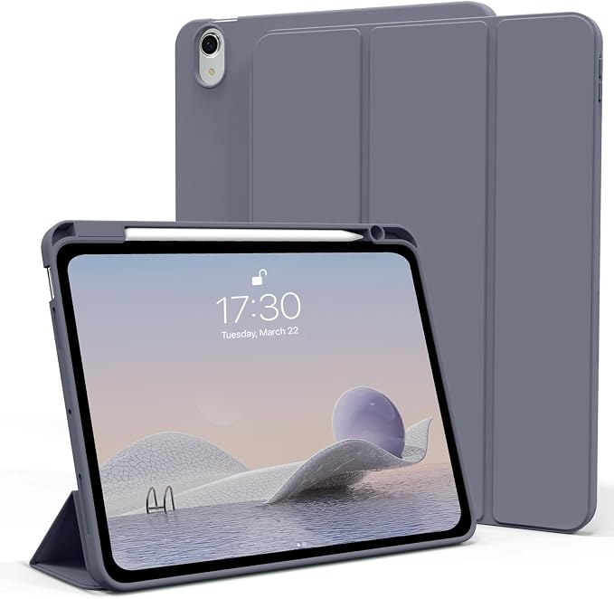kenke Case for iPad Air 11-inch M4/M3/M2 (2026/2025/2024) iPad Air 5th/4th Generation (2022/2020) 10.9-inch Auto Sleep/Wake Slim Trifold Smart Cover with Pencil Holder Soft TPU Back Black