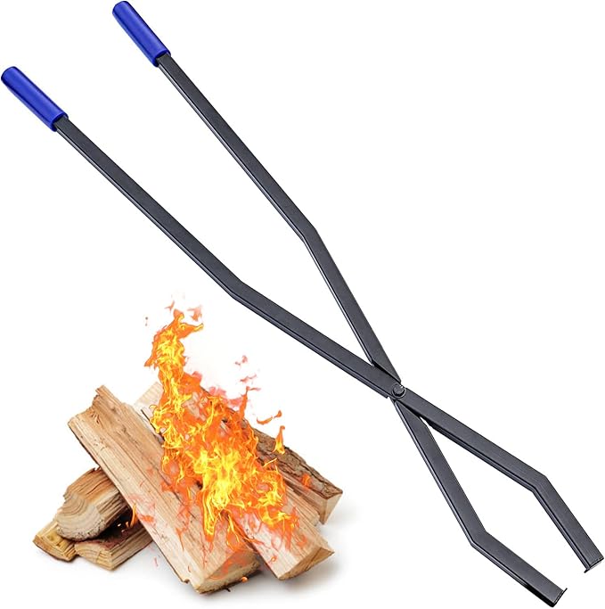 CKLT 40in Fire Tongs for Fire Pit Heavy Duty Manganese Steel