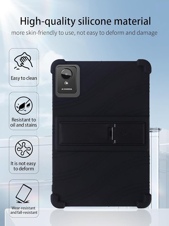for Aobante K50 Android 15 15 Gaming Tablet10 2.5K Ultra Clear Display Tablet Model CaseSoft Silicone Adjustable Stand Cover Lightweight Kids FriendlyBlack.