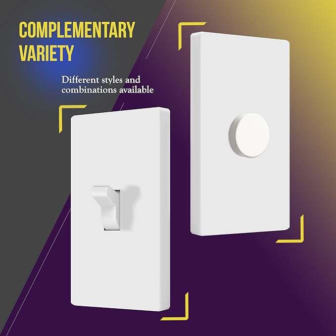 ENERLITES Screwless Toggle Switch Wall Plate, Child Safe Light Switch Cover, Standard 1-Gang 4.68" x 2.93", Unbreakable Polycarbonate Thermoplastic, UL Listed, SI8811-W-5PCS, Glossy, White, 5 Pack