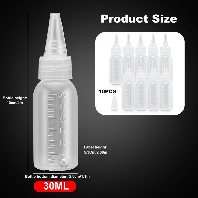 Tbest Paint Bottle,10 Pack Airbrush Paint Bottles Jars Plastic containers 1oz/30ml of Acrylic Storage Mixing with Ball jar Bottle Mixer resealable Empty Small Squirt 1inch Container Squeeze
