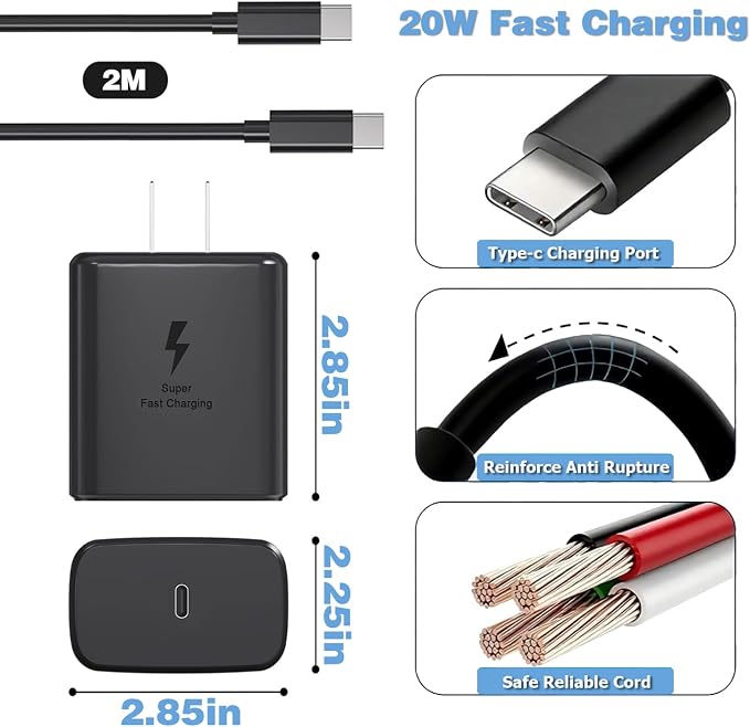 45W Samsung Super Fast Charger Type C to Type C Android Charger Fast USBC Charging Cable 6ft Compatible for Samsung Galaxy S25 ultra S24 S23 S22 S21 S20 S10 S9 A56 A55 A54 A53 A36 A35 A16 A15 A14 A17
