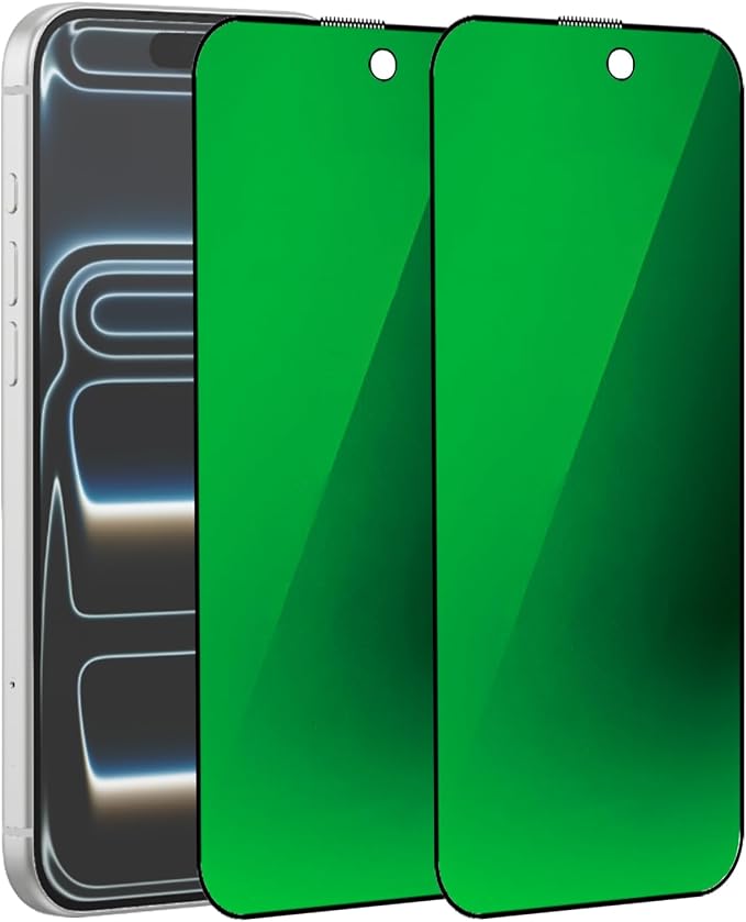 2 Pack Anti-Blue Privacy Tempered Glass Suit for iPhone 11 / iPhone XR Mirror Anti-Spy Screen Protector Anti-Peeping Film Electroplated 9H Hardness Anti-scratch 6.1 inch(Green)