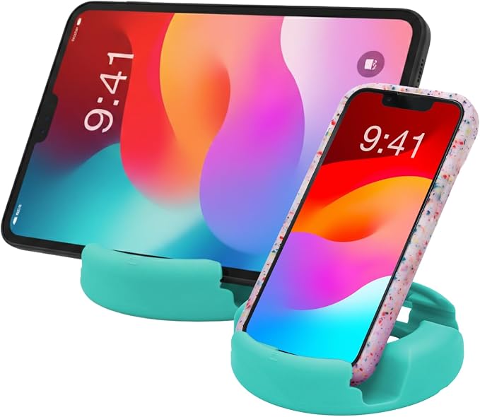 GoDonut Plus+ - Smartphone and Tablet Stand - Compatible with Lager Cases with Charging Port Access - for use at Work at Home Travel and on-the-go (Black)